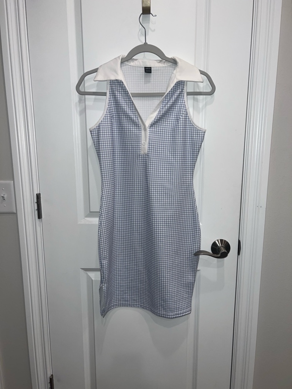 Shein Women's Gingham Sleeveless Fitted Mini Dress Size Large Tennis Golf NWOT